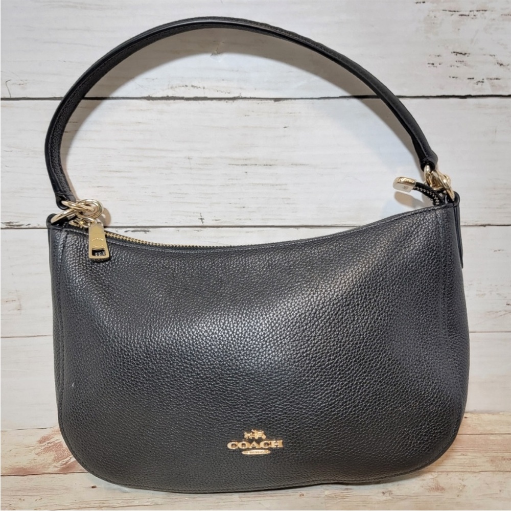 Coach Chelsea Handbag – Black Pebbled Leather, Light Gold Hardware